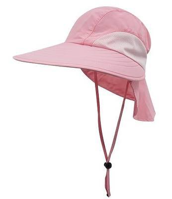 Home Prefer Unisex 4" Long Bill Flap Hat Sun Hats Safari Outback Hat with Neck Flap Pink