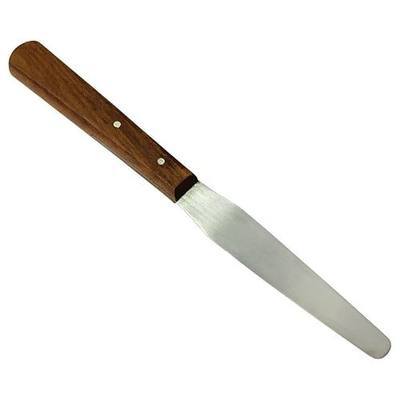HTS 316V8 8.5" Tapered Wood Handle Stainless Steel Palette Knife - overall length 8.5"