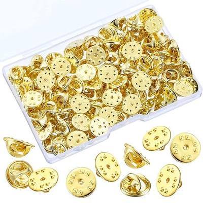 Mudder 50 Pieces Pin Backs Gold Metal Locking Pin Backs Brass Butterfly Clutch Badge Insignia Name Tag Lapel Pins Replacements