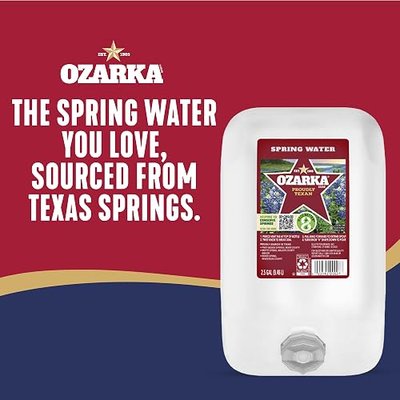 Ozarka Texas Spring Water Bottle, 2.5 Gallon Jug - Still Bottled Water Enhanced with Naturally Occurring Minerals for a Crisp Taste - Daily Hydration for Home, Office & Travel, 320 Oz