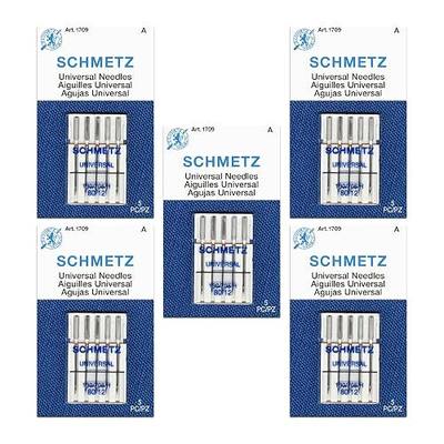 SCHMETZ Universal Sewing Machine Needles - Size 80/12, 5-Needle Cards, Pack of 5