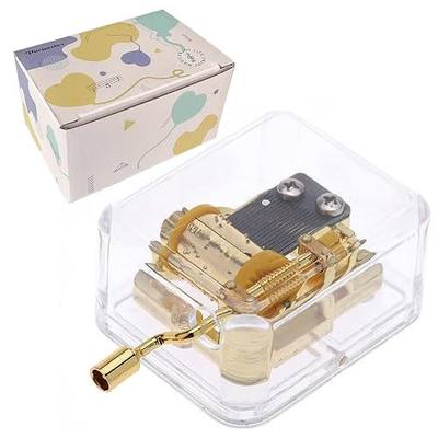 Acrylic Clear Gold Hand Crank Music Box for Kids Adult-You are My Sunshine | Mechanism Musical Box for Mom/Dad/Daughter/Son - Unique Best Gifts for Birthday Christmas Wedding Mother's Day