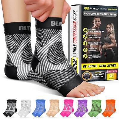 BLITZU Compression Socks for Plantar Fasciitis, Foot, Arch & Ankle Support | Open Toe Ankle Brace, Women & Men, Stabilizing Sleeve Wrap, Achilles Tendonitis, Neuropathy, Arthritis, Swelling & Heel Pain