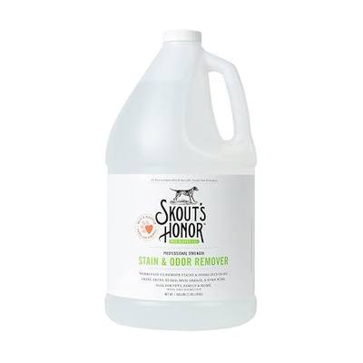 SKOUT'S HONOR Pet Stain and Odor Remover - Powerful Cleaner for Dog Urine, sweat, and other messes, Destroys and Removes Odor and Stain Molecules, Eco-Friendly Formula for Carpets and Home, 128oz