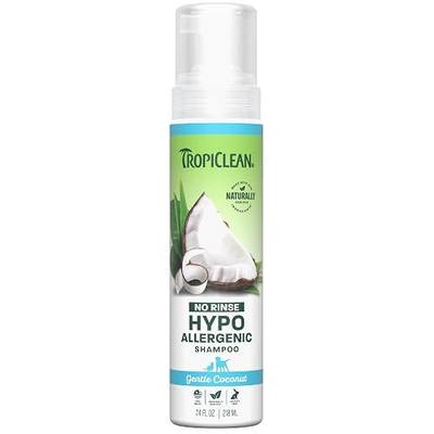 TropiClean Hypoallergenic Waterless Dog Shampoo | Dry Shampoo for Allergies & Sensitive Skin | Safe for Cats | Puppies & Kittens | No Rinse | 7.4oz