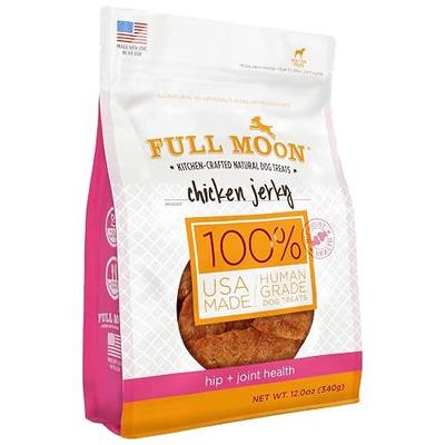 Full Moon Chicken Jerky Healthy All Natural Dog Treats Human Grade For Hip And Joint 12 oz | Made withchondroitin, glucosamine and turmeric, Human Grade, No corn, No wheat, No soy, Glycerin Free, Made in the USA