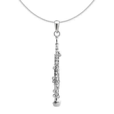 Spinningdaisy Crystal Oboe Necklace for Women, Gift for Oboe Player Music Teacher Orchestra