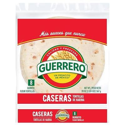 Guerrero Caseras Burrito Flour Tortillas, Trans Fat Free, Authentic, Large Size, 8 Count