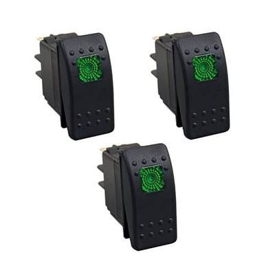 XT AUTO 12V 20 Amp 3pins Green Light Rocker Switch Kit 3-pack