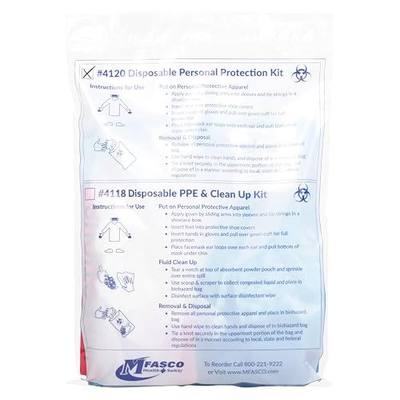 MFASCO First Aid Personal Protection Kit with Disposable PPE | Emergency Bloodborne Pathogen Clean Up, Blood Spill Kits Included, Complete Disposable PPE Set, Ideal for First Responders