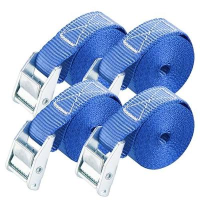 Cartman 1" x 12' Lashing Straps Up To 600lbs,4pk Blue | Hook-free straps with a corrosion-resistant silver finish and a carry bag