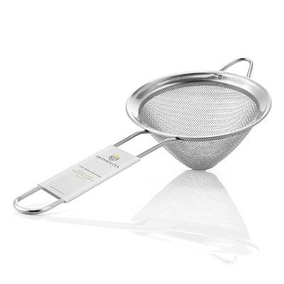 Homestia 3.3" Fine Mesh Strainer for Kitchen, 304 Stainless Steel Cocktail Sieve Sifters For Food, Liquid Drink Strainers Cup for Tea, Rice, Oil, Noodles, Fruits, Vegetables (Silver)