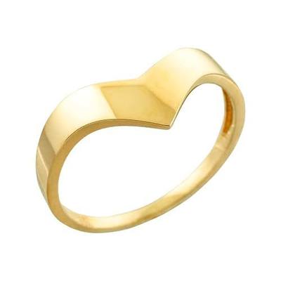 Solid 10k Yellow Gold Chevron Ring for Women