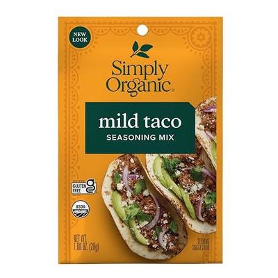 Simply Organic Mild Taco Seasoning Mix, Vegan Friendly, Kosher, USDA Certified Organic, Non-GMO, 1 Ounce