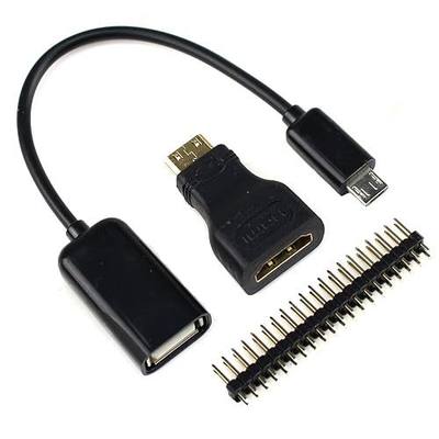 3 in 1 Raspberry Pi Zero Adapter Kit Mini-HDMI to HDMI adapter+Micro USB to USB Female cable+male GPIO header