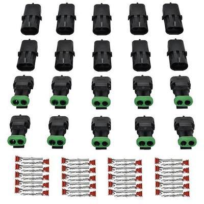 MUYI 10 Kit 2 Pin Weather Pack Connector for 20-14 AWG Wire Harness 2.5mm Series Automotive Electrical Plugs
