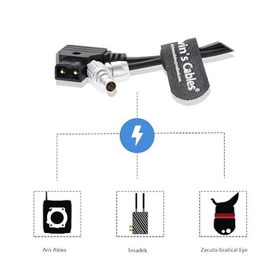 Alvin's Cables D-Tap to 2 Pin Male Right Angle Power Cable for Teradek Bond, Teradek Bolt, SmallHD Monitor 45cm|18inches