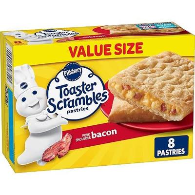 Pillsbury Bacon Toaster Scrambles, Frozen Breakfast Pastries, Value Size, 8 Ct, 14.4 oz