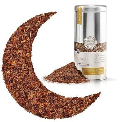 Golden Moon Organic Rooibos Tea Travel Tin – 30 Servings Caffeine Free | Organic South African rooibos – naturally caffeine-free, full-bodied, low tannin. Airtight travel tin, 30 servings.