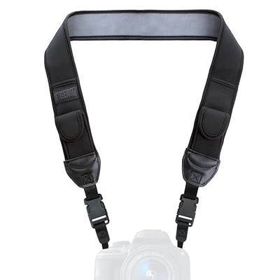 USA Gear TrueSHOT Camera Strap Neoprene Camera Straps - Padded Neck Strap, Pockets, and Quick Release Buckles - Compatible with Canon, Nikon, Sony and More DSLR and Mirrorless Cameras (Black)