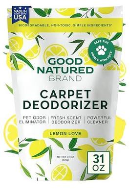 Good Natured Brand | Carpet Deodorizer & Freshener Powder | 31 oz Pet Odor Eliminator for Strong Odor & Pet Urine | Fresh Natural Lemon Scent | Safe for Homes with Pets