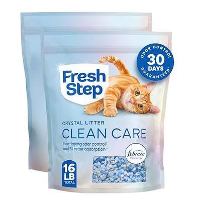Fresh Step Clean Care Crystsal Cat Litter with Febreze Freshness, Ammonia Block Technology, Lightweight Fresh Step Crystals, Low Dust, 8 lb. Bag, Pack of 2