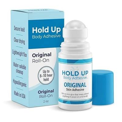 Hold Up Body Adhesive Original Roll on Skin Glue Dancers 2 Oz | Roll on Body Glue for Compression Stockings Socks Costumes Lingerie Cosplay Fashion Support Wear and Body Jewelry