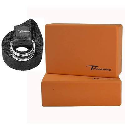2 Pack Yoga Blocks and 1 Yoga Strap with Yoga Workout Poster 16.5”x 22.4” - Choose Your Color & Size