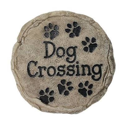 Spoontiques - Garden Décor - Dog Crossing Stepping Stone - Decorative Stone for Garden