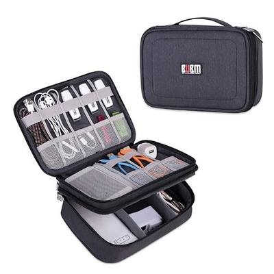 BUBM Electronic Organizer, Double Layer Travel Gadget Carry Bag for Cables, Plugs, Earphone, Flash Hard Drive and More--a Sleeve Pouch for iPad Mini(Medium, Black) | Travel Gadget Storage Bag for Cables, Cord, USB Flash Drive, Power Bank and More-a Sleeve Pouch for 7.9" iPad Mini