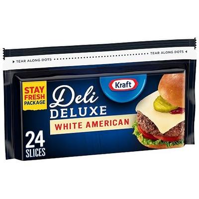 Kraft Deli Deluxe Cheese Slices, 24 Slices, White American, 16 oz Pack