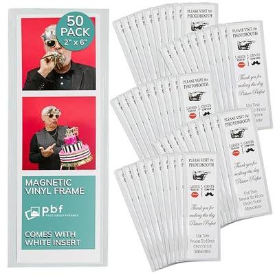 pbf PHOTO BOOTH FRAMES 2x6 Magnetic Picture Frames for Refrigerator | 2 x 6 Clear Magnetic Vinyl Frames for Photo Strips for Fridge (50-Pack)