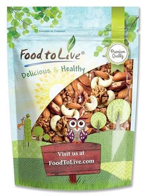 Food to Live - Mixed Raw Nuts, 4 Pounds Cashews, Brazil Nuts, Walnuts, Almonds, Unsalted, Raw, Kosher, Vegan, Bulk