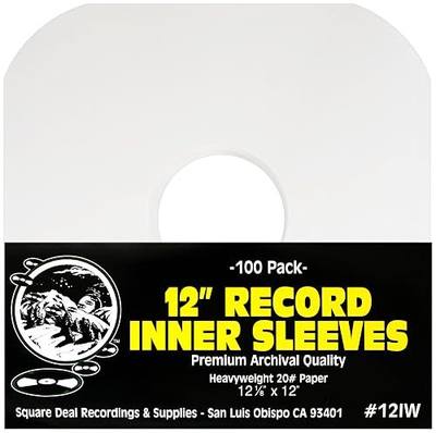 (100) Archival Quality Acid-Free Heavyweight Paper Inner Sleeves for 12" Vinyl Record Albums #12IW