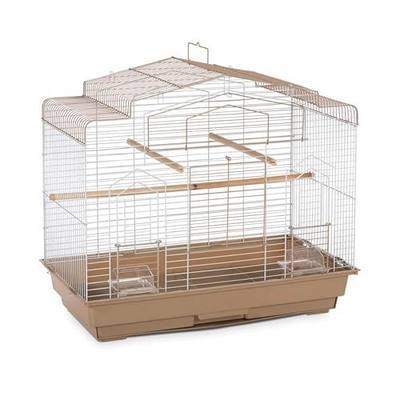 Prevue Pet Products Barn Style Bird Cage - Ideal for Parakeets, Parrots, Lovebirds, Conures, Canaries, and Similarly Sized Birds, Wide Barn Style Design, Stand Alone Cage - Brown & White