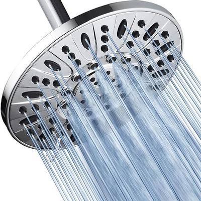 AquaDance High Pressure 6-Setting, 7" Rainfall Shower Head – Tested to Meet US Quality Standards, Angle-Adjustable, with Tool-Free Installation – Chrome Finish