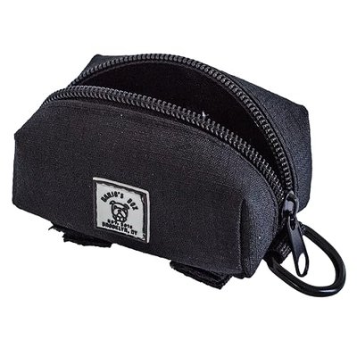 Banjo's Box | Dog Poop Bag Holder Leash Attachment | Walking, Running, Hiking Accessory, Includes 1 Roll of Poop Bags (Black)