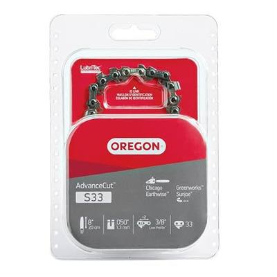 Oregon Chainsaw Chain for 8" Bar, 3/8" LP, .050" Gauge, 33 Drive Links | Replacement Saw Chain, Fits Chicago, Earthwise, Greenworks, Sun Joe and More