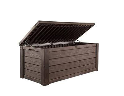 Keter 150 Gallon Resin Large Deck Box Organization and Storage Box for Patio, Outdoor Cushions, Garden Tools, Brown | Hydraulic Pistons, Resin, Weatherproof