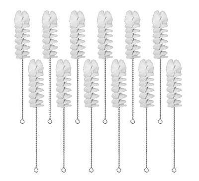 EISCO 12PK Nylon Cleaning Brushes with Fan-Shaped Ends, 9.25" - Twisted Stainless Steel Wire Handle - Ideal for 0.3" - 0.5" Diameter Tubes, Bottles, Cylinders, Flasks, Straws -