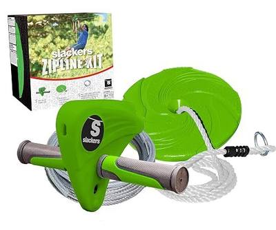 slackers 40 ft Falcon Zipline - Kids Outdoor Zip line Kit - Great Outdoor Play Equipment for Kids and Teens Under 200 lbs - Recommended Ages 7+