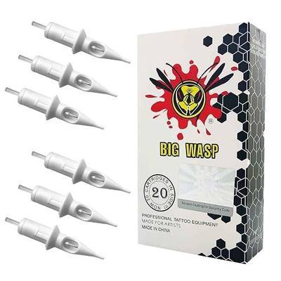BIGWASP 20Pcs Disposable 7RS 1207RS Tattoo Needle Cartridges 7 Round Shader | #12 Standard 0.35mm gauge. Built with safety membrane for most rotary pens.
