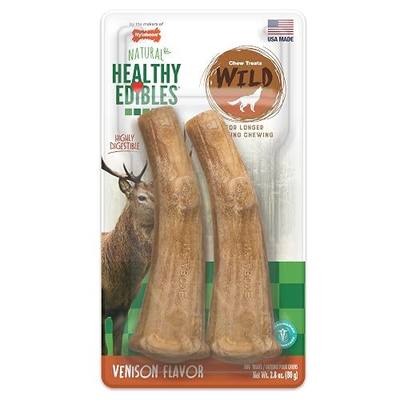 Nylabone Healthy Edibles Wild Dog Treats, Venison Flavor, Large, 2 Count | Natural dog chew bones, made in USA, highly digestible dog chews, long lasting chews for large dogs up to 50 lbs