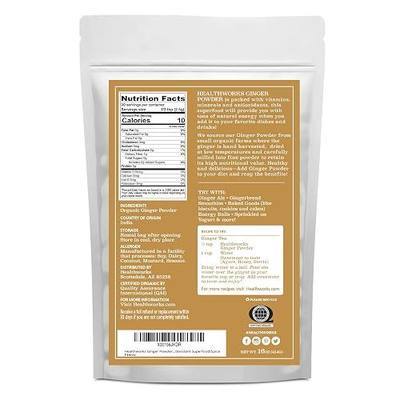 Healthworks Superfoods Organic Ginger Powder 1 lb Ground Raw Vegan Non-GMO | Organic, Ground, Anti-Nausea, Anti-Inflammatory, Non-GMO, Vegan, Keto, For Cooking, For Baking, For Tea, For Smoothies