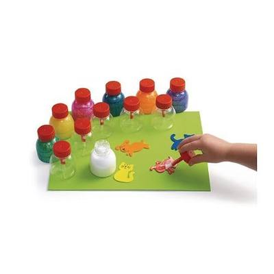 Colorations Glue Jars Set of 12, Empty Glue Bottles with Brushes | Each 2 in W x 2 in H, Classroom Art Supplies, Kids' Arts & Crafts, Toddlers, Pre-K and Kindergarten, Teacher Essentials