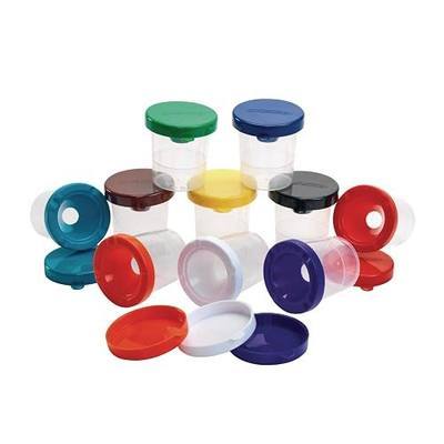 Colorations Air-Tight, No-Mess Paint Cups for Kids Paints, Set of 10 | Ages 3+, PreK+, Essential Paint Supplies, Classroom Arts & Crafts