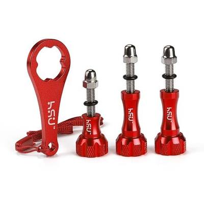 HSU Aluminum Thumbscrew Set + Wrench for Gopro Action Cameras (Red,3Pcs) | Go pro Hero 13, 12, 11, 10, 9, 8, 7, Osmo Action, AKASO, Campark and Other Action Cameras