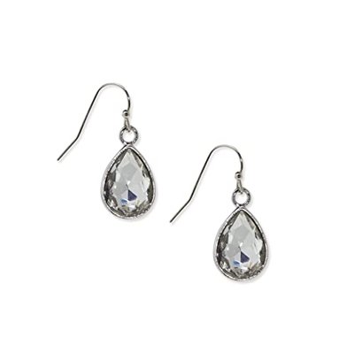 1928 Jewelry Silver-Tone Crystal Teardrop Earrings