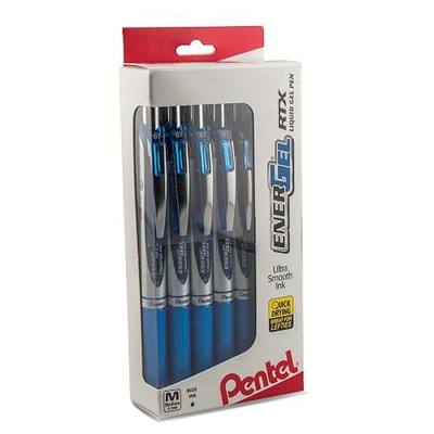 Pentel EnerGel RTX RT Liquid Gel Pen, Med, Metal Tip, (0.7mm), Blue Ink, Box of 12 (BL77PC12C1)