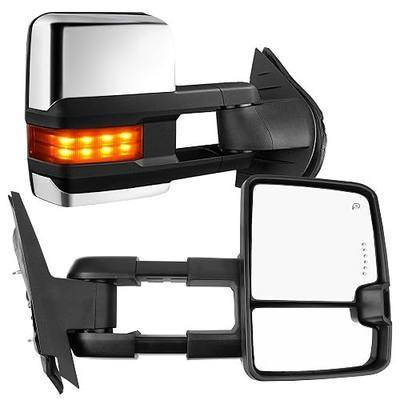 YITAMOTOR Towing Mirrors for 2007-2013 Chevy Silverado GMC Sierra Tahoe | For 07-13 Avalanche Yukon Suburban,Tow Side Mirror Power Adjusted Heated Clearance Lamp Manual Folding Telescoping Chrome